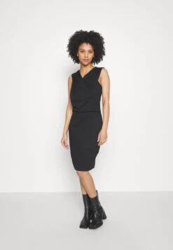 DRAPPED NECKLINE SMART BODYCON SLEEVELESS MINI DRESS - Jerseykleid - Black