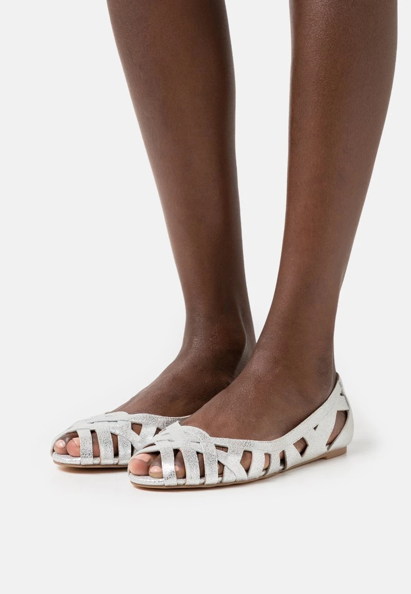 Anna Field LEATHER - Peeptoe Ballerina - Silver