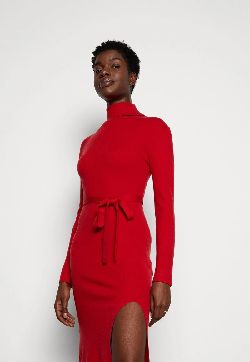 Anna Field ROLLKRAGEN RIPP MINI STRICKKLEID MIT GÜRTEL - Strickkleid - Red – Bild 4