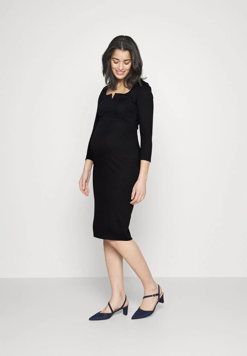 NOTCH NECKLINE MIDI DRESS - Jerseykleid - Black – Bild 6