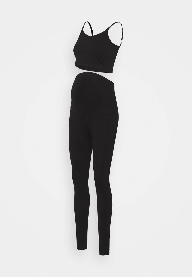 SET NURSING FUNCTION CROP TOP & LEGGINGS - Leggings - Hosen - Black