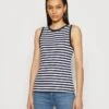 Anna Field Top - Dark Blue/white