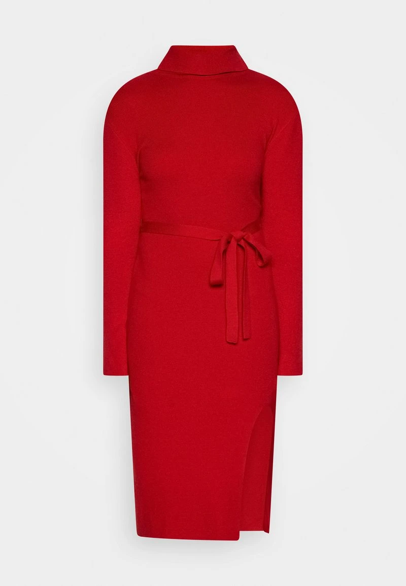 Anna Field ROLLKRAGEN RIPP MINI STRICKKLEID MIT GÜRTEL - Strickkleid - Red – Bild 5