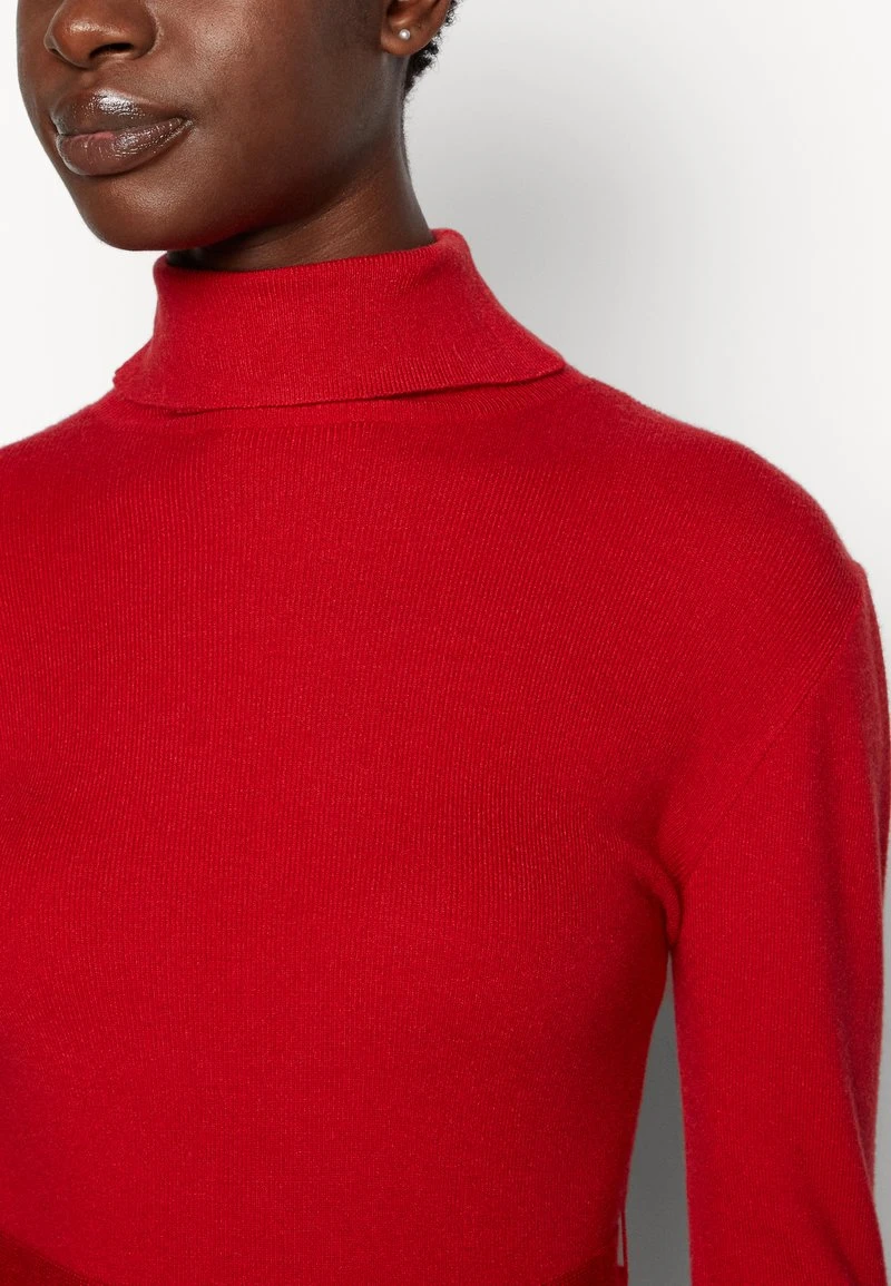 Anna Field ROLLKRAGEN RIPP MINI STRICKKLEID MIT GÜRTEL - Strickkleid - Red – Bild 6